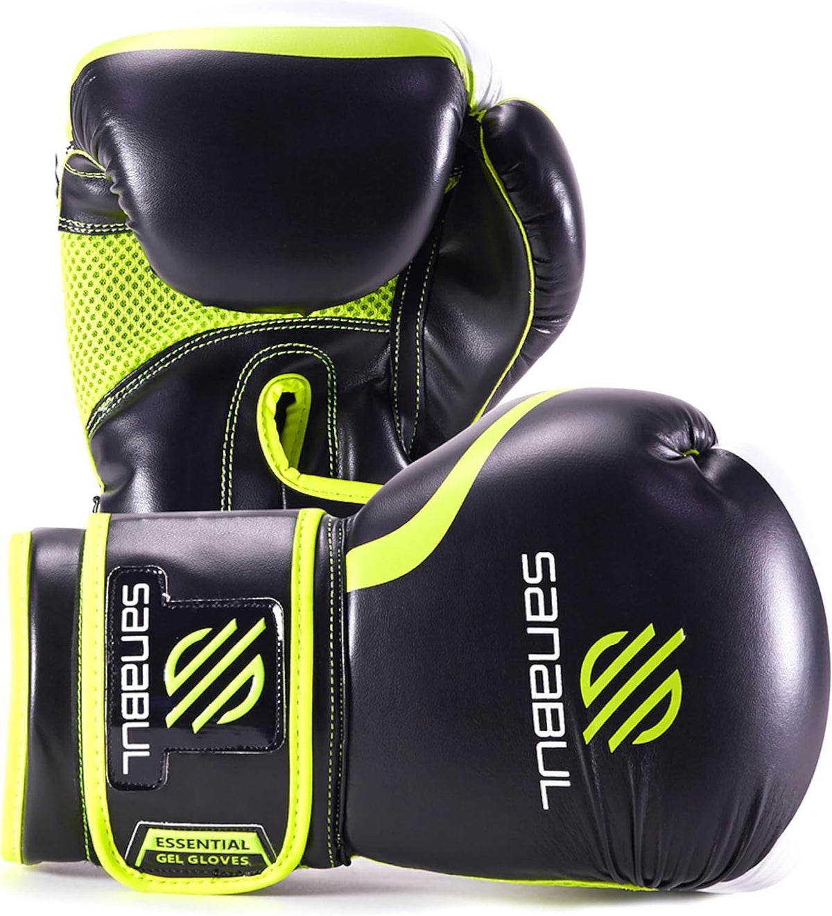 Black and Green Boxing Gloves 12 Oz Gel Impact Protection for Fighters