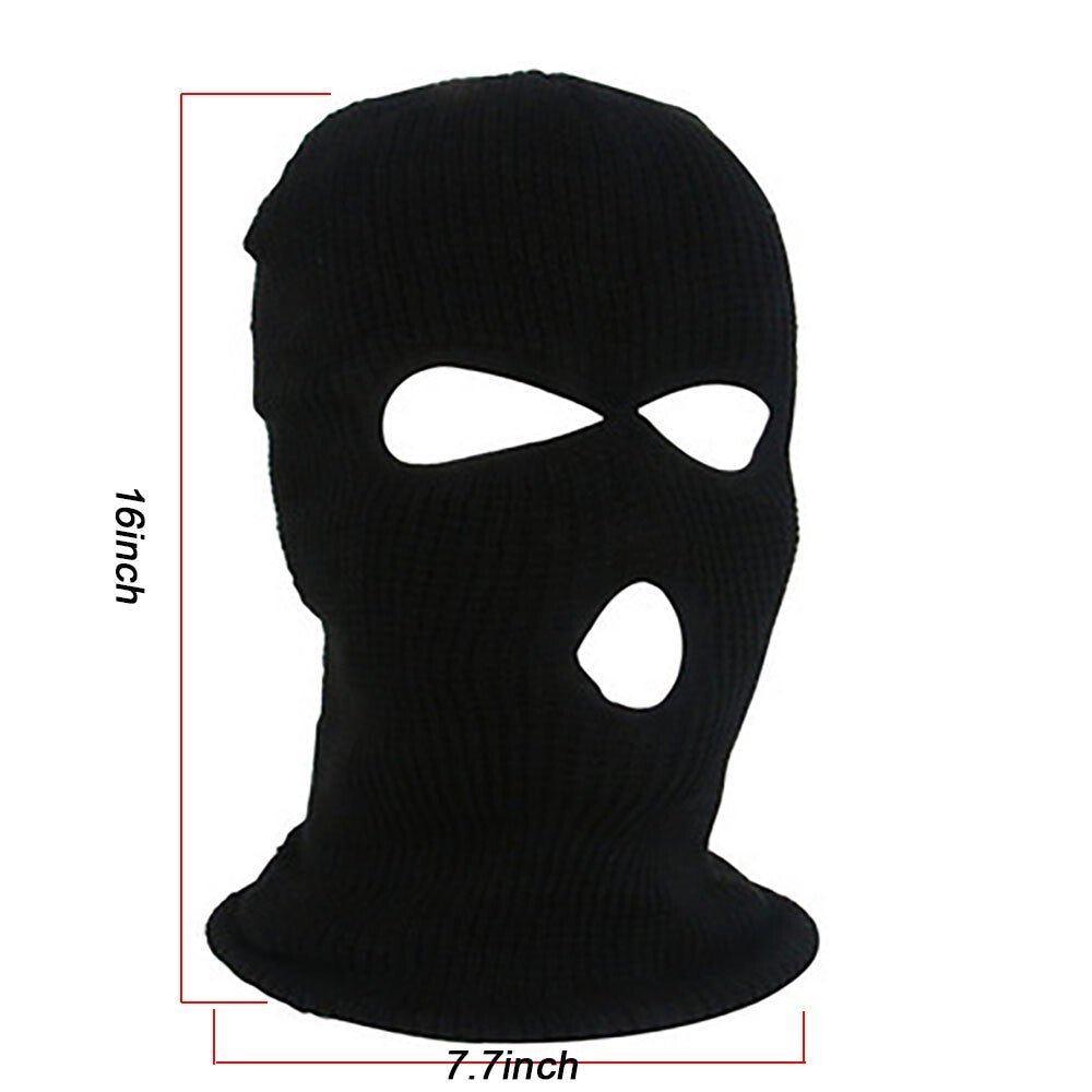 Winter Knit Ski Face Mask with 3 Holes - Warm Balaclava for Outdoor Sports