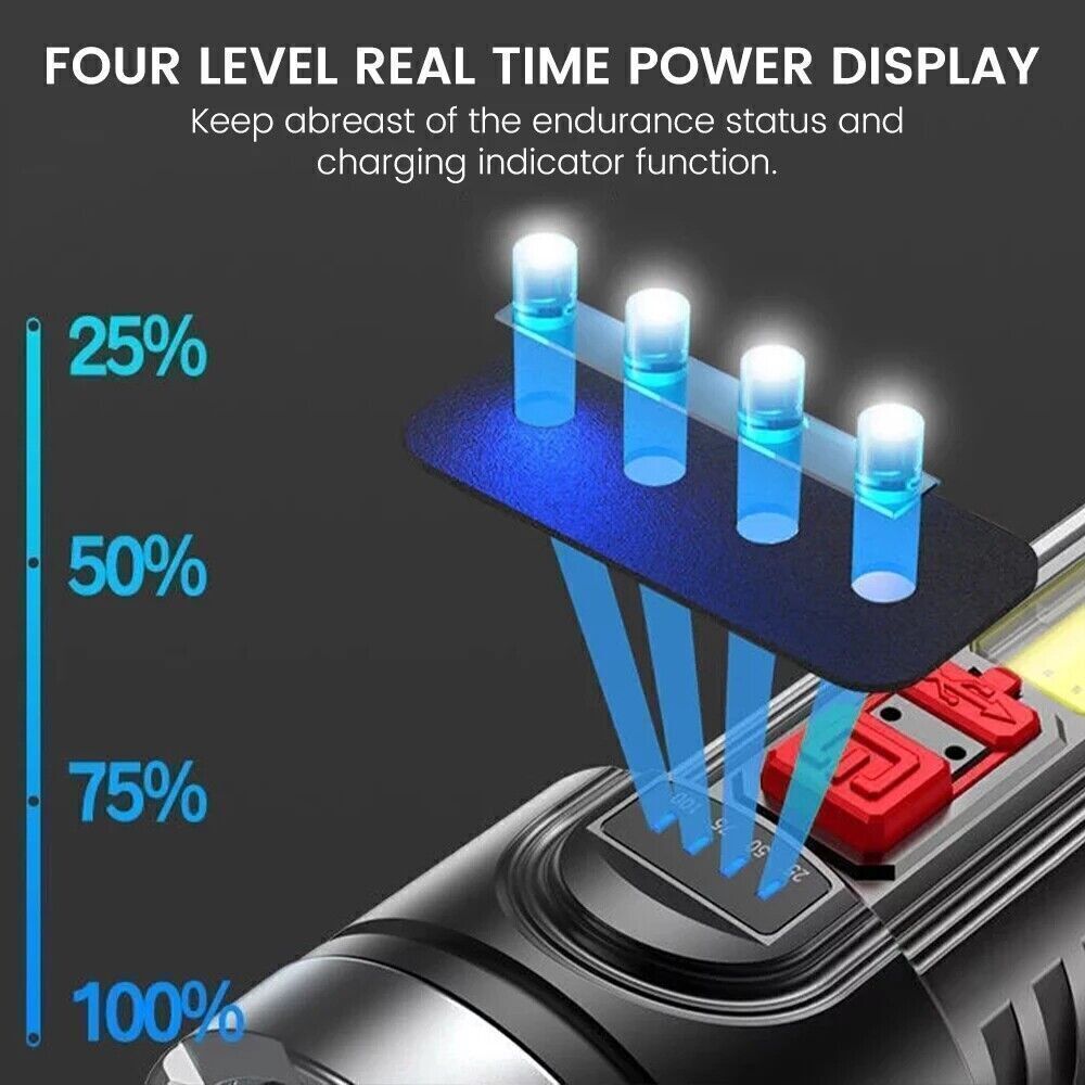 High Power 990000000 Lumen LED Flashlight Rechargeable Torch Outdoor Lamp
