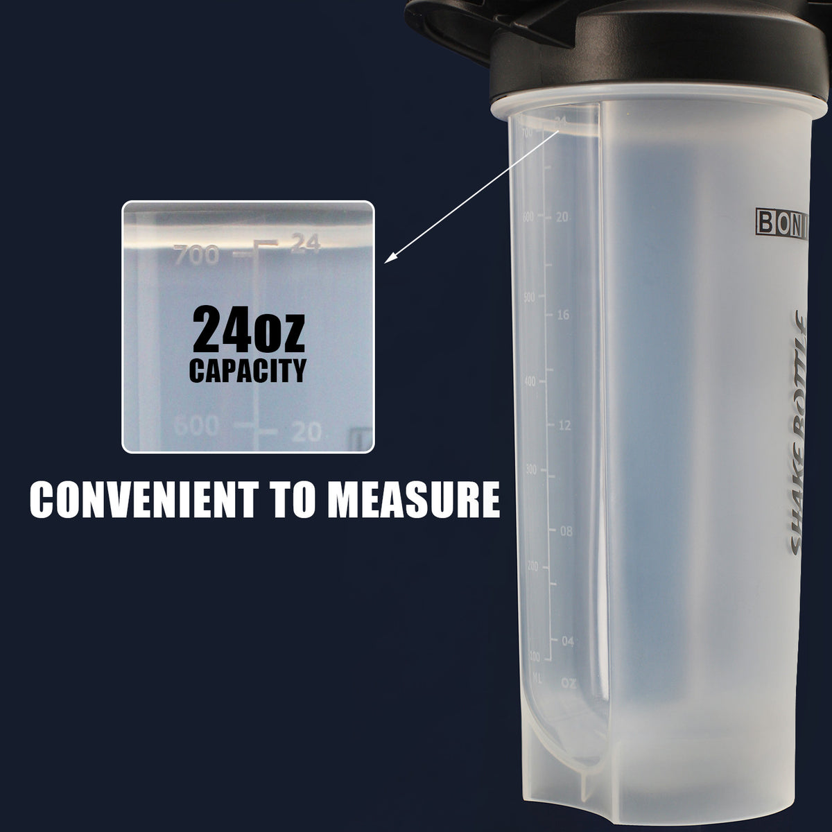 Auto Flip Lid Shaker Bottle for Protein Drinks and Smoothies - 24 oz