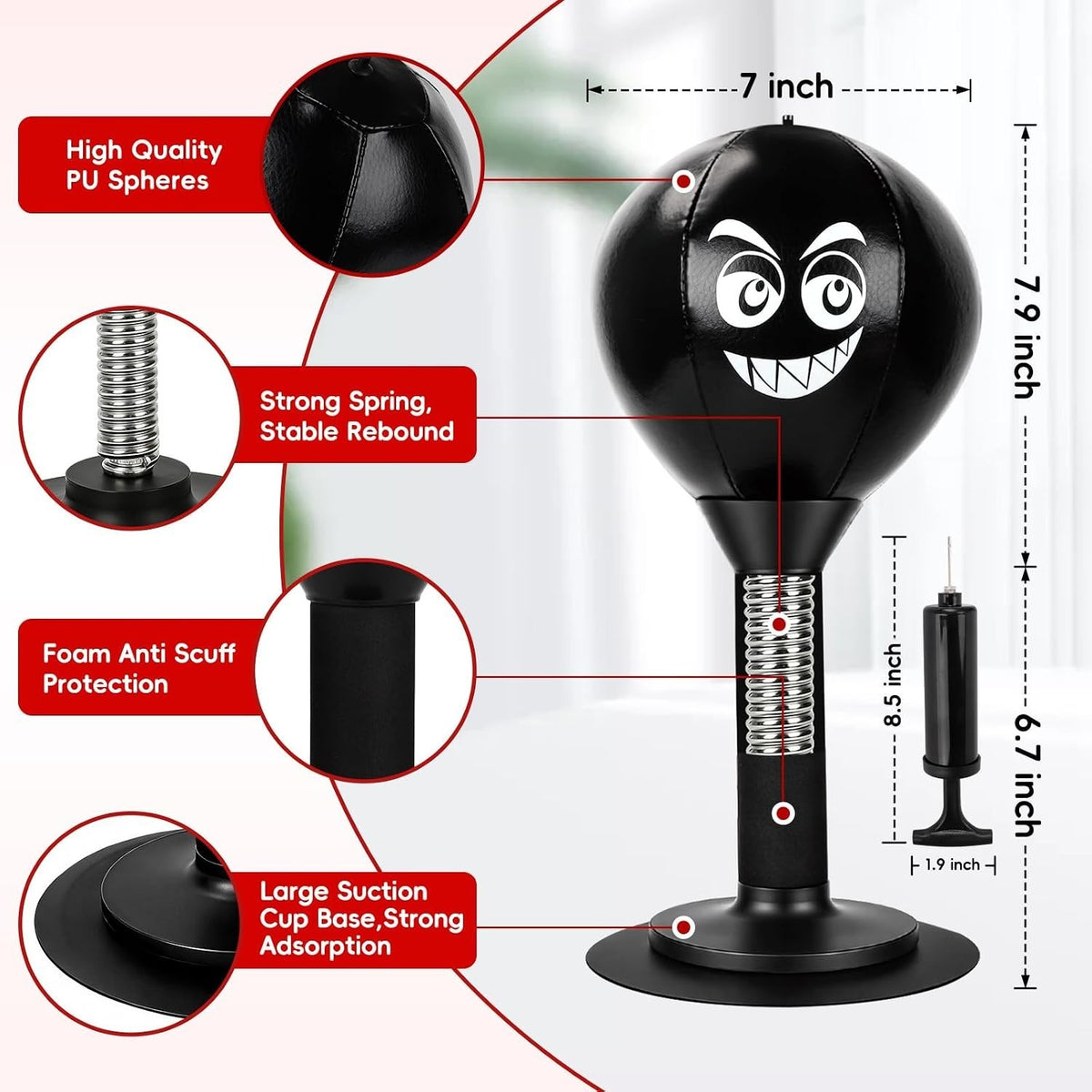 Desktop Punching Bag with Suction Cup for Stress Relief and Focus