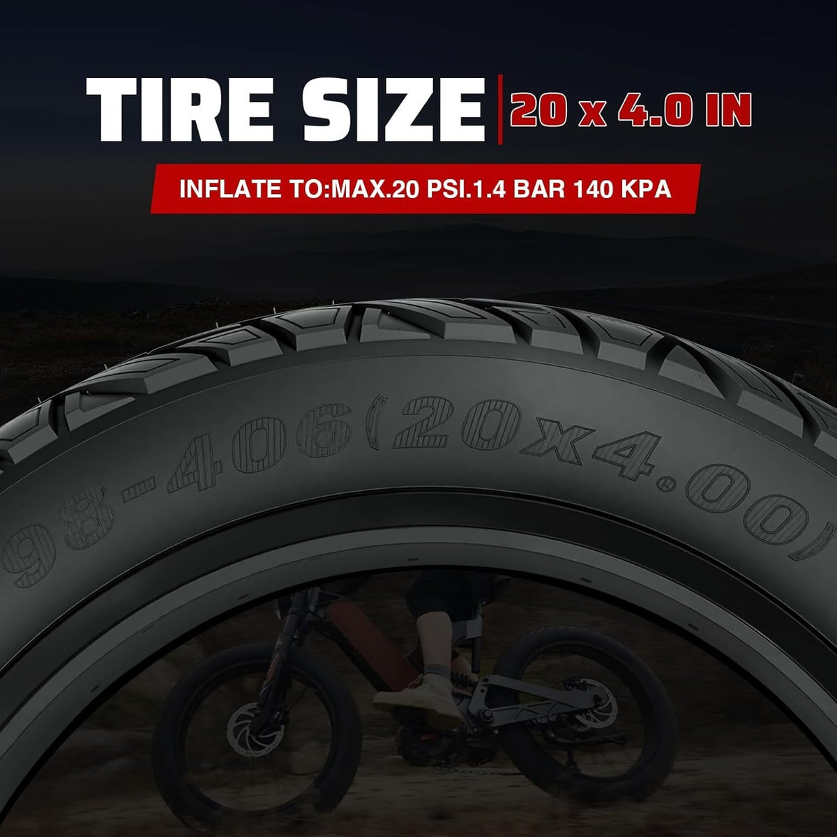 20x4.0 Folding Fat Bike Tire Kit with 2 Tubes & Levers - Durable Cycling Set