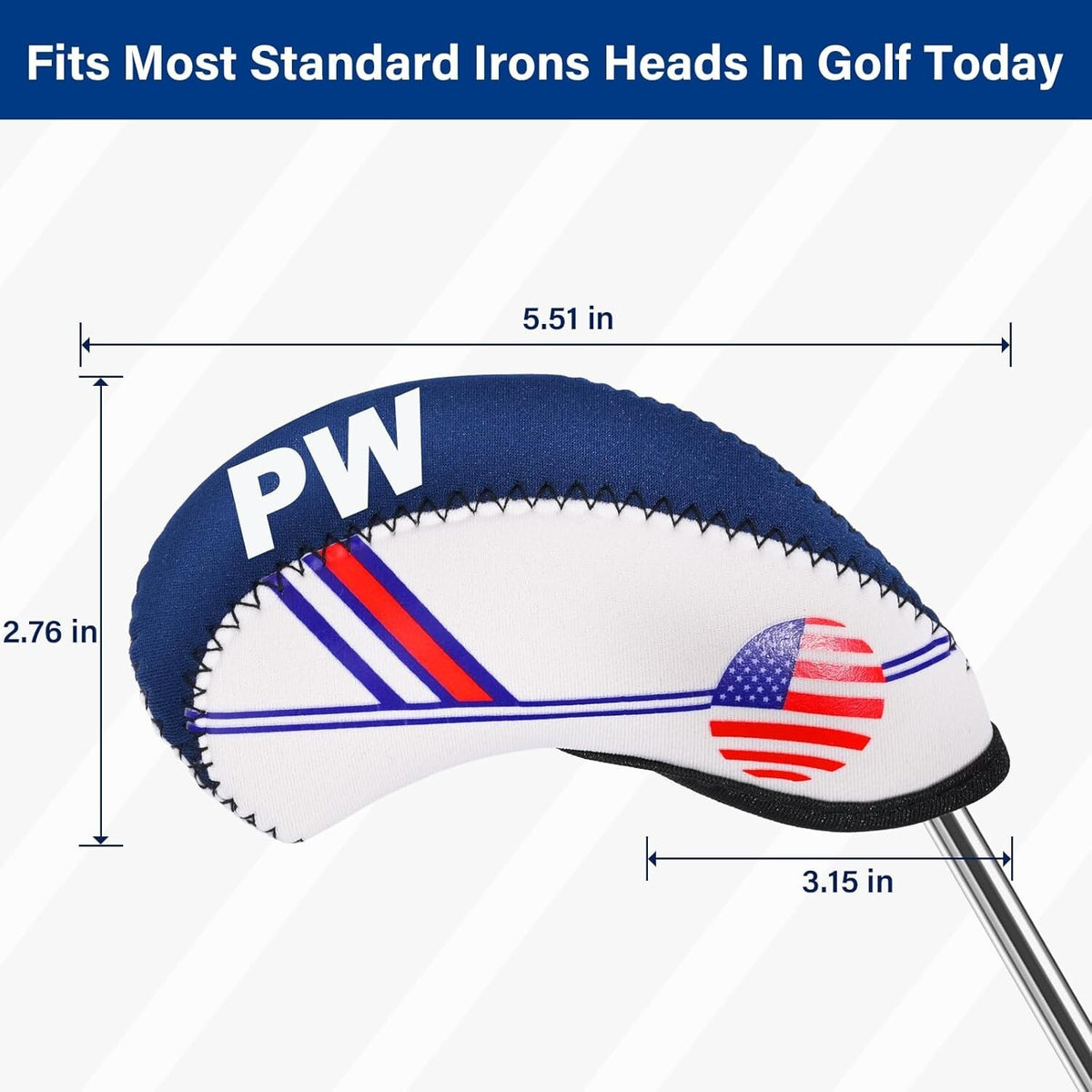 10 Pcs Golf Head Cover Set Club Iron Protectors Neoprene US Flag Styles