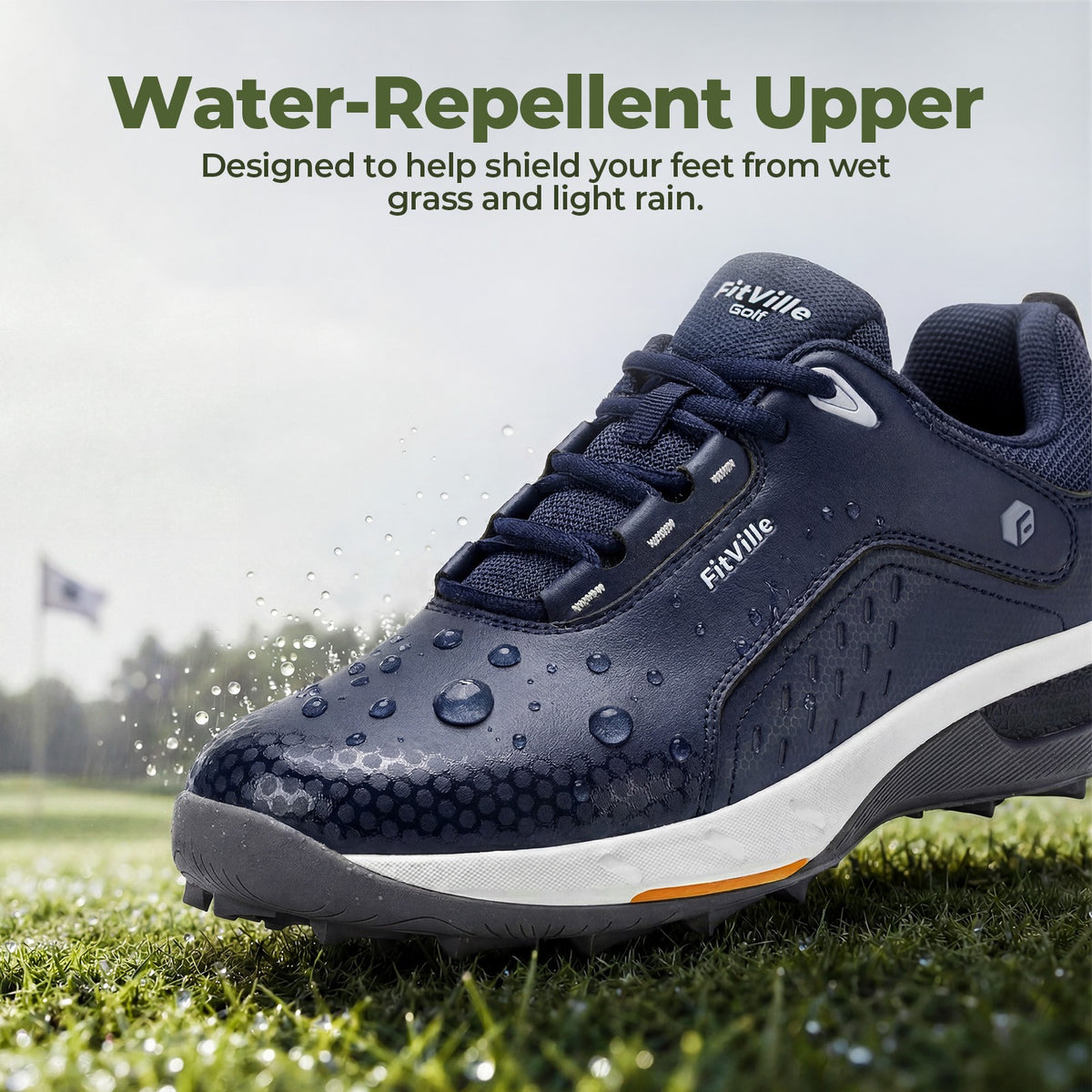 Wide Fit Men's Spikeless Water Resistant Golf Shoes - Lightweight & Comfortable