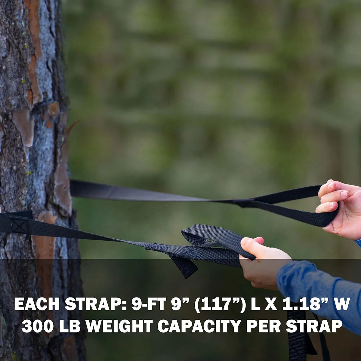 Hammock Suspension Straps with Hooks - Adjustable, Non-Slip Polyester Nylon, 300 Lb Capacity