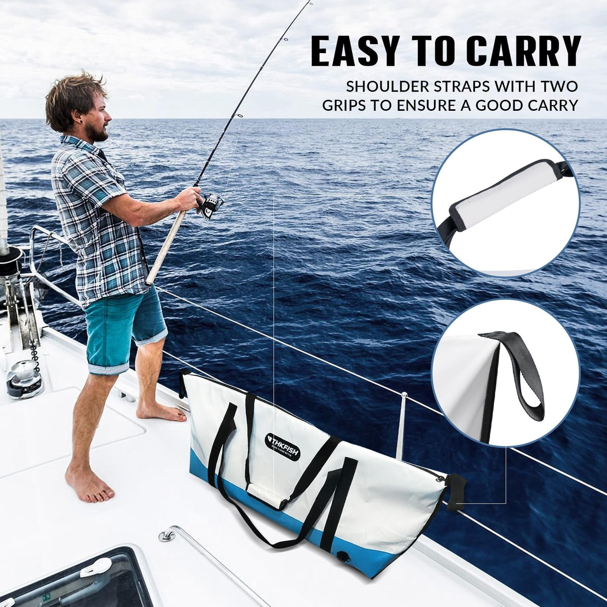 Insulated Fish Cooler Bag - Waterproof Fish Kill Bag for Caught Fish