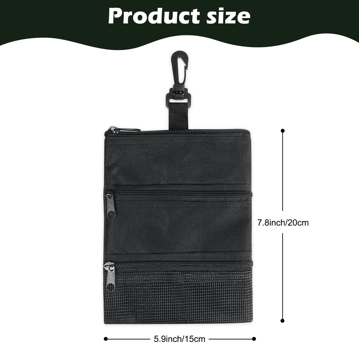 Golf Tee Bag with Pockets and Clip-On Storage for Balls & Accessories