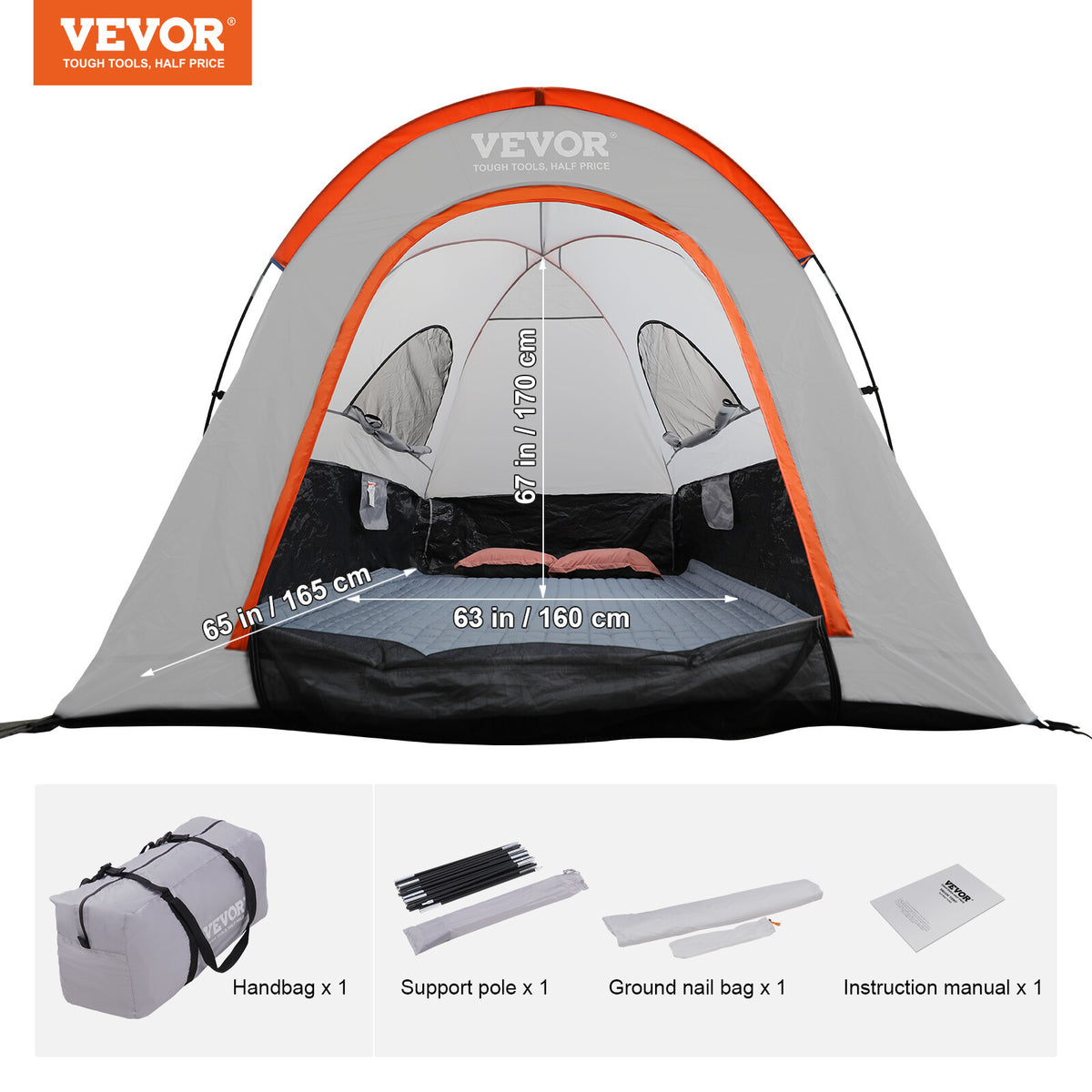 Pickup Truck Bed Tent Waterproof Camping Shelter for 5.5-6ft Vehicles