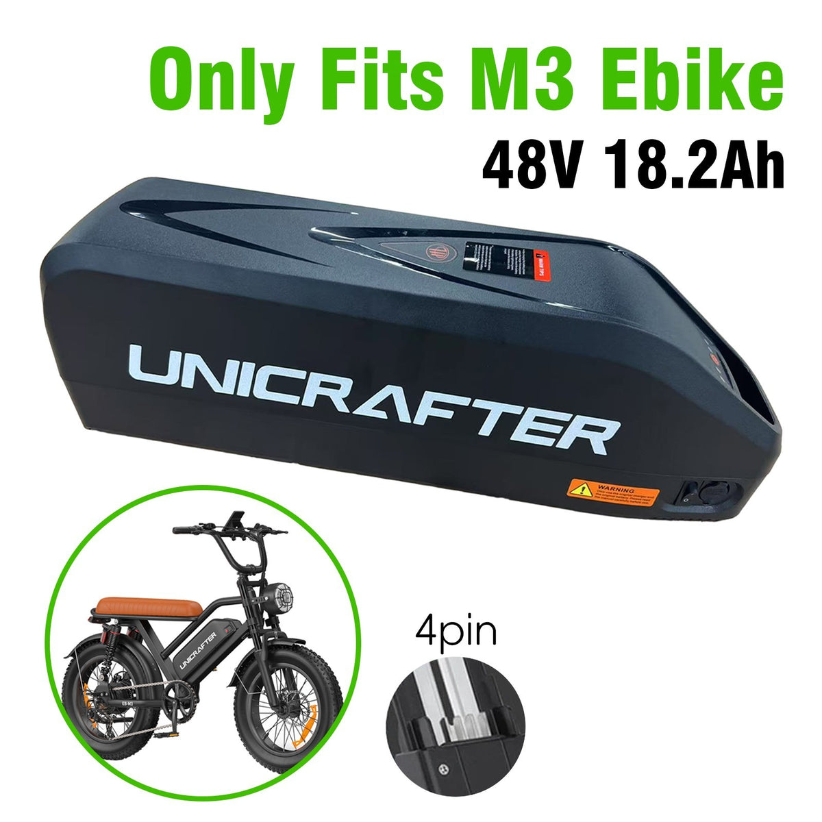 48V 18.2Ah Electric Bicycle Battery for 20-inch Unicrafter Voltcycle M3
