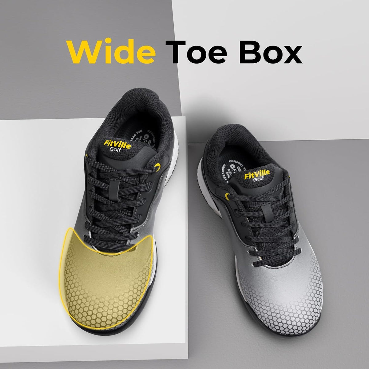 Men's Golf Shoes Spiked Outdoor Waterproof Wide & Extra Wide Fit
