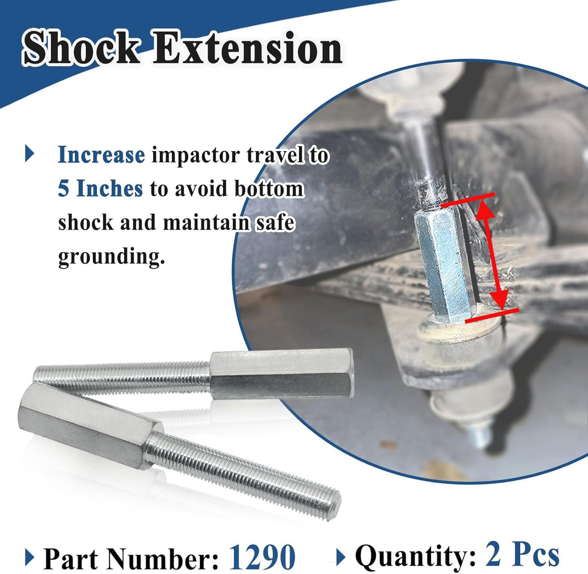 2 Pack Shock Extension for Vehicle Suspension - 3 Inch Length, 3/8-24 Thread