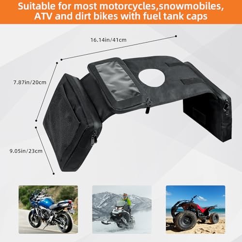Waterproof Motorcycle Tank Saddle Bag with Phone Pocket for ATV UTV Snowmobile