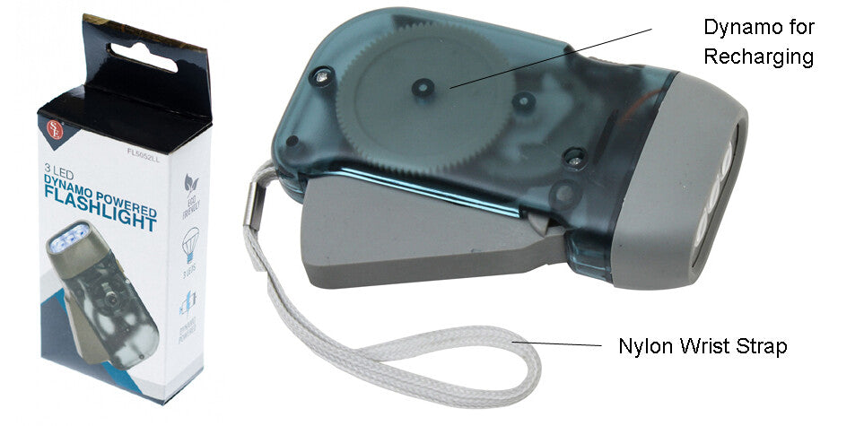 Hand-Powered 3 LED Dynamo Emergency Flashlight for Camping Outdoor Survival