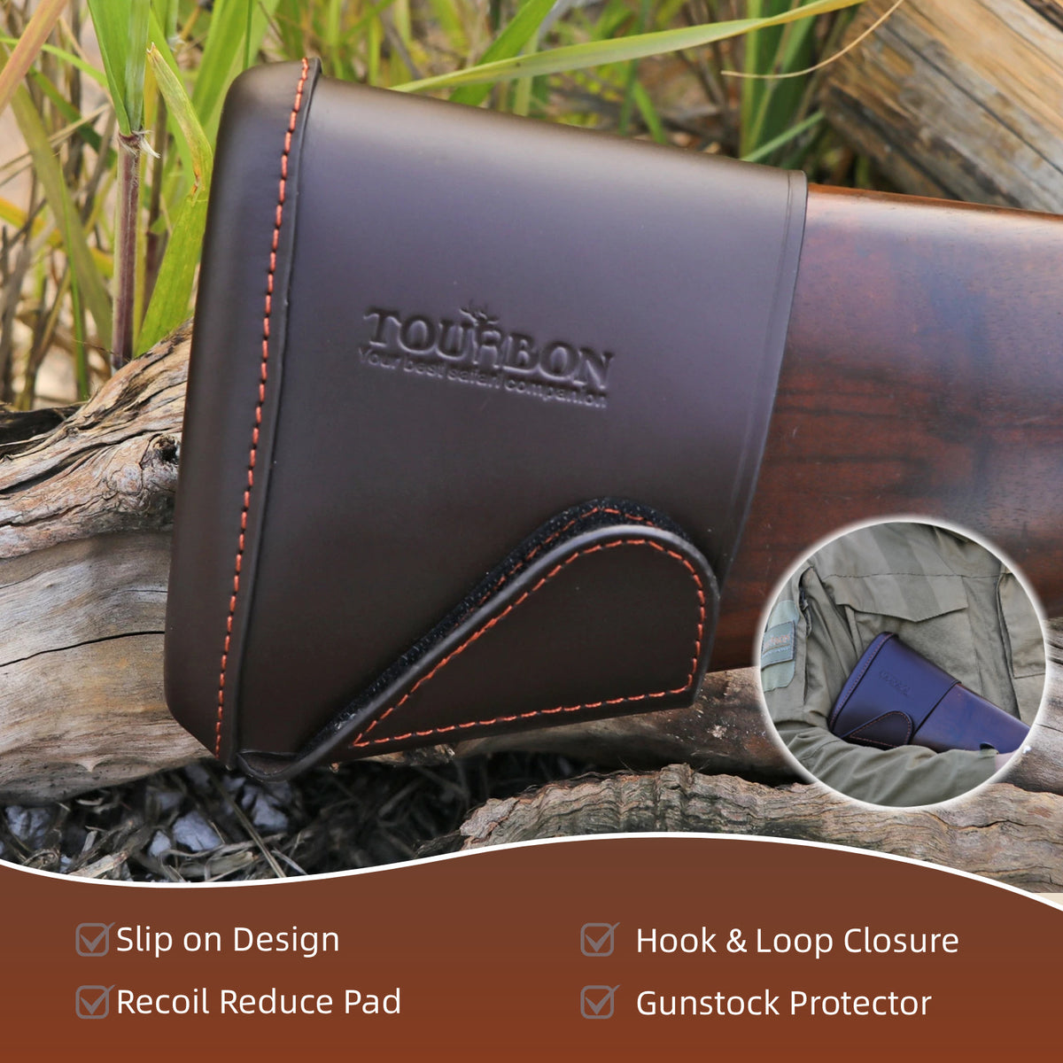Leather Recoil Pad for Rifle and Shotgun Stock - Adjustable Shooting Cushion