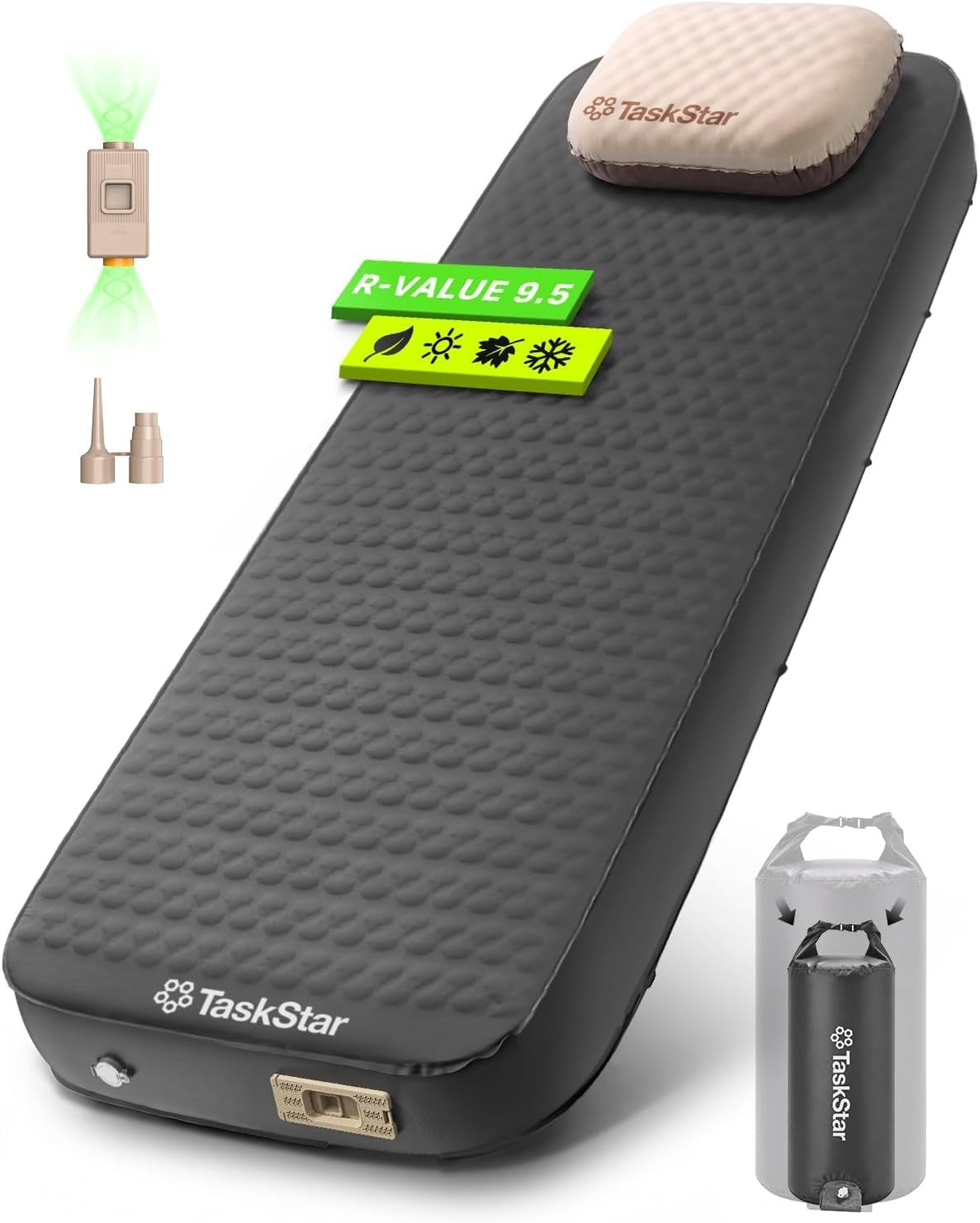 Self Inflating Camping Sleeping Pad 80x30x4 Inches with Electric Pump