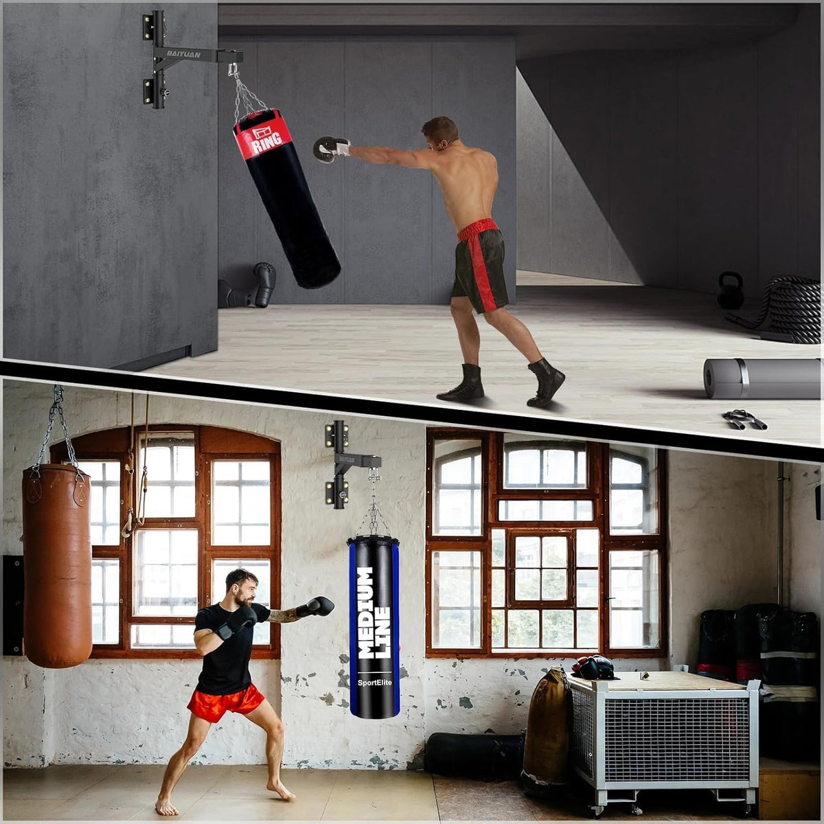 Heavy Duty Wall Mount Punching Bag Hanger Supports Up to 800lb Adjustable Steel Bracket