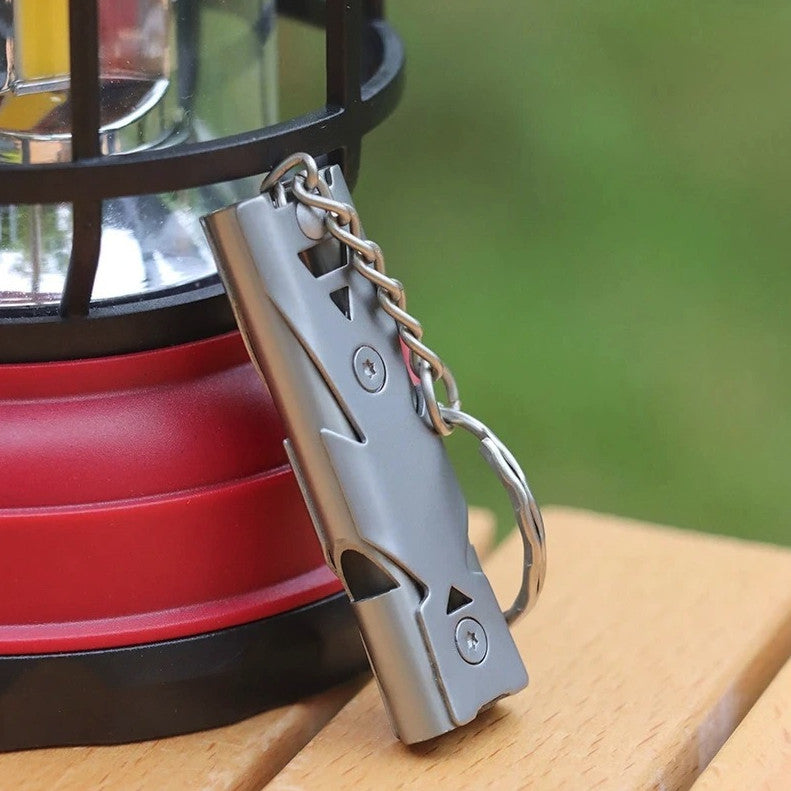 Emergency Survival Whistle 150DB Double Tube Steel Rescue Tool Compact & Loud