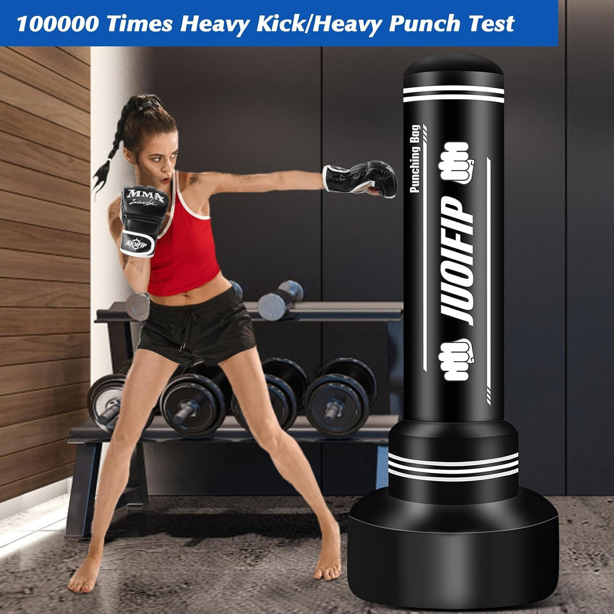 Freestanding Heavy Punching Bag Set with Gloves and Pump for Boxing & MMA