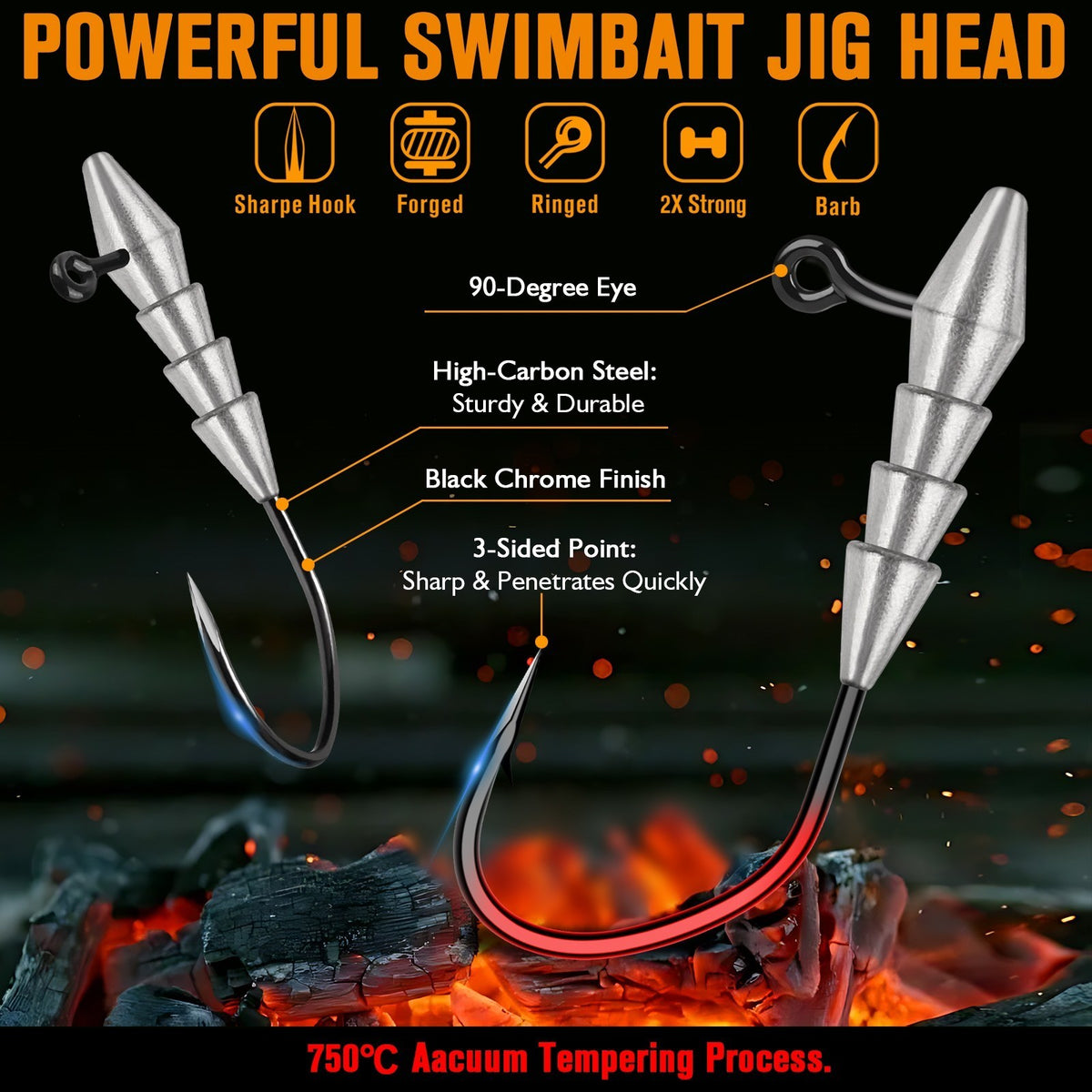 15PCS Bass Fishing Hover Rig Jig Heads 1/8oz for Soft Plastics & Minnows