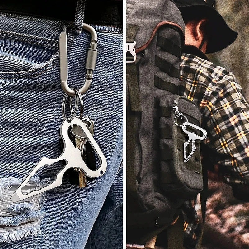 Stainless Steel EDC Keychain Bottle Opener Self-Defense Tool Camping Gear