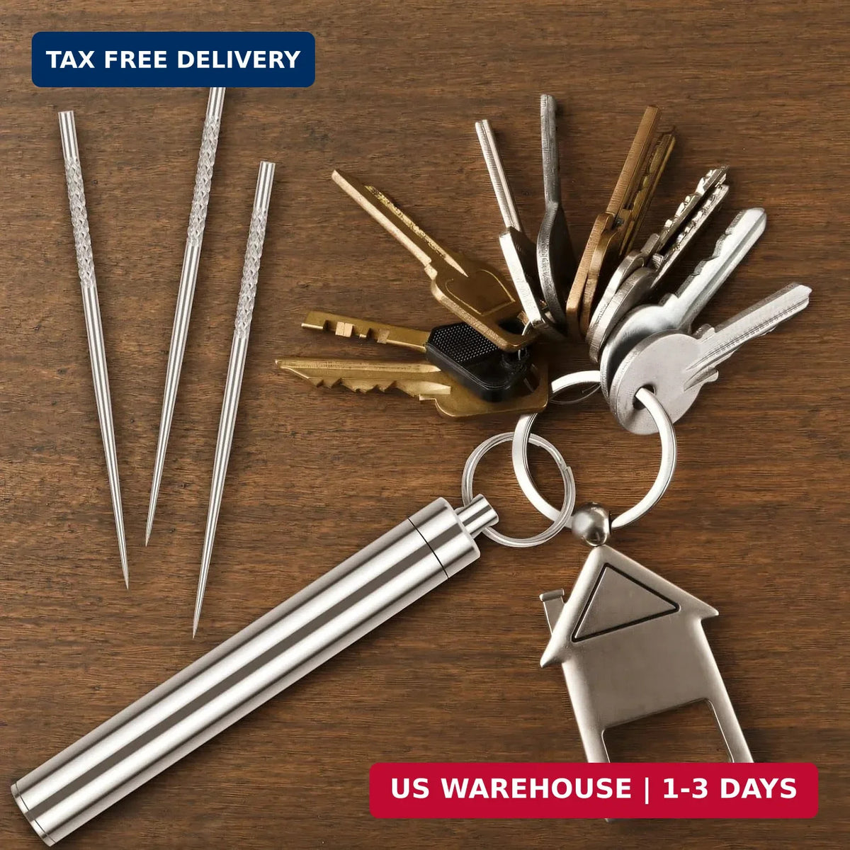 Reusable Metal Toothpicks with Waterproof Case - Portable Stainless Steel Travel Picks