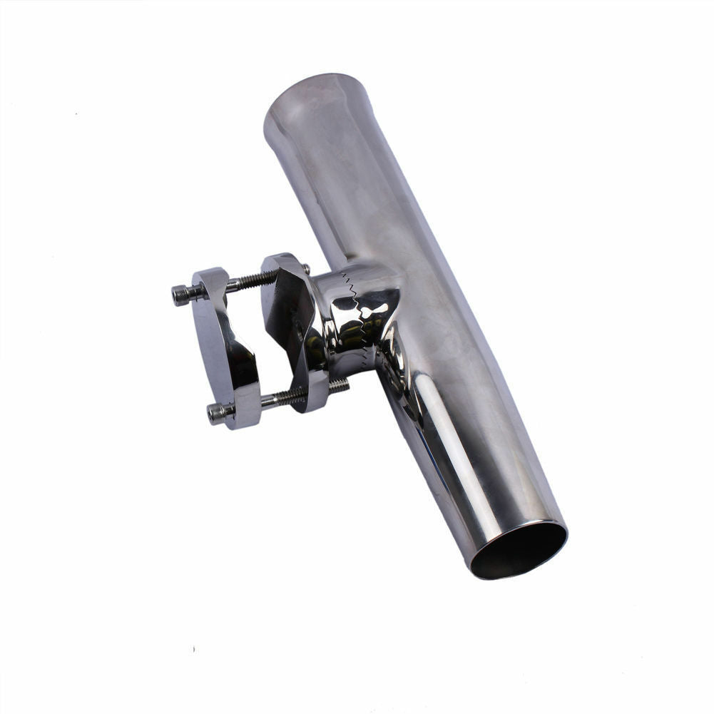 Stainless Steel Boat Fishing Rod Holder Clamp-On Rail Mount 1-1/4"