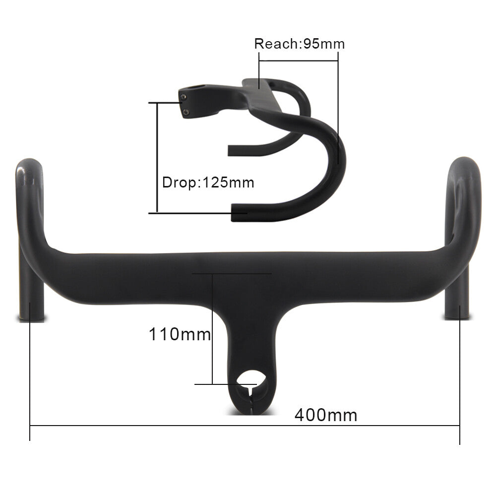Carbon Bicycle Handlebar 1-1/8" Integrated Road Drop Bar Lightweight Aerodynamic