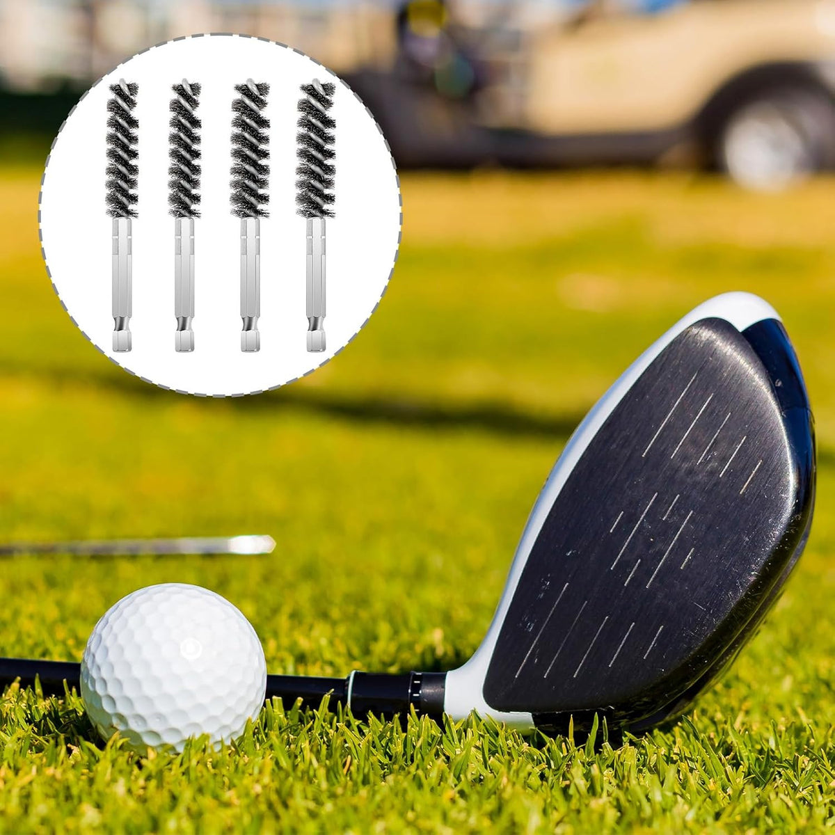 Golf Club Hosel Brush Set for Electric Drill Cleaning - 4 Pieces