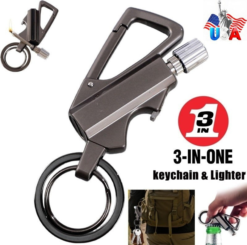 Portable Windproof Waterproof Match Lighter with Keychain Bottle Opener