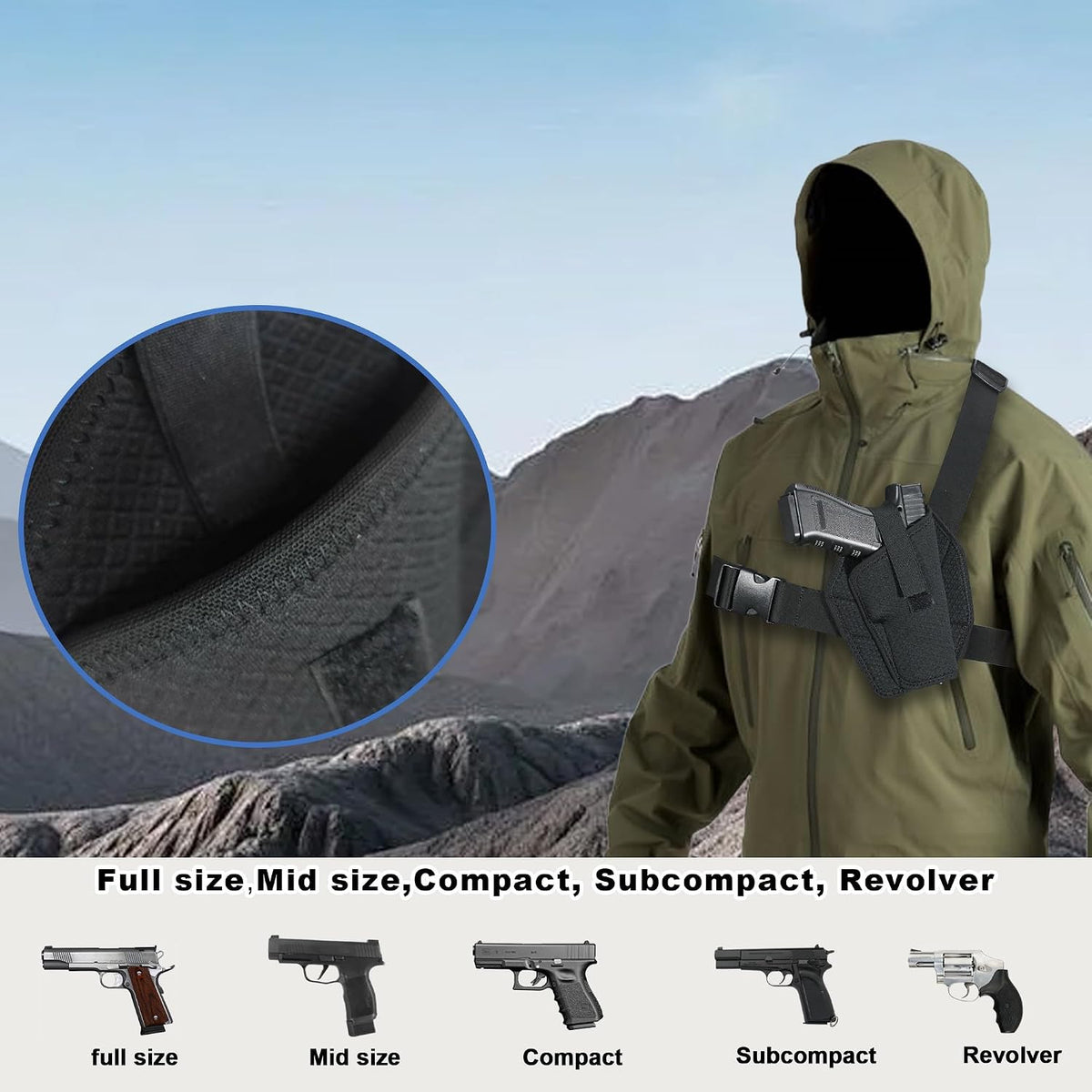 Universal Chest Holster for Pistols - Adjustable Shoulder Carry for Outdoors