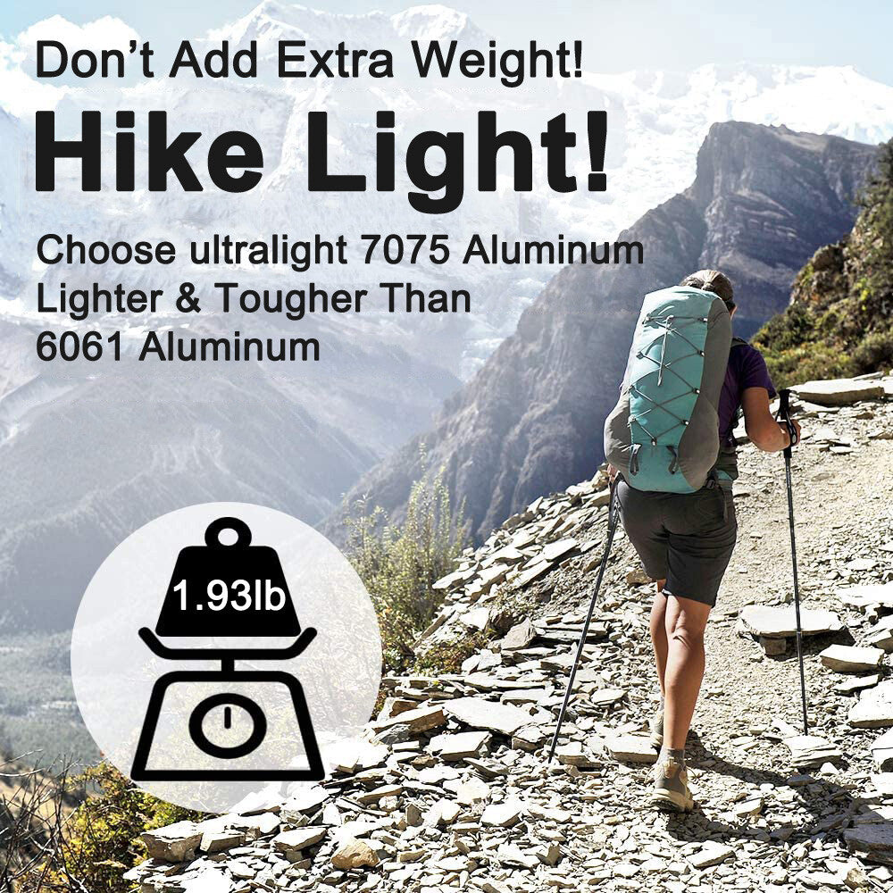 Lightweight Telescoping Hiking Poles with Adjustable Locking System - Collapsible Trekking Sticks