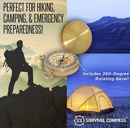 Portable Brass Compass Keychain for Camping Hiking Outdoor Navigation