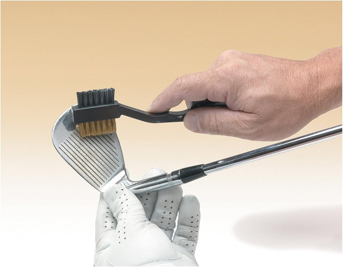 Golf Club Cleaning Brush with Brass & Nylon Bristles, Compact & Lightweight