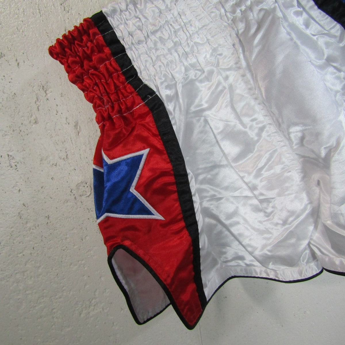 Muay Thai Boxing Shorts White Red Blue Star Kickboxing MMA Training XS