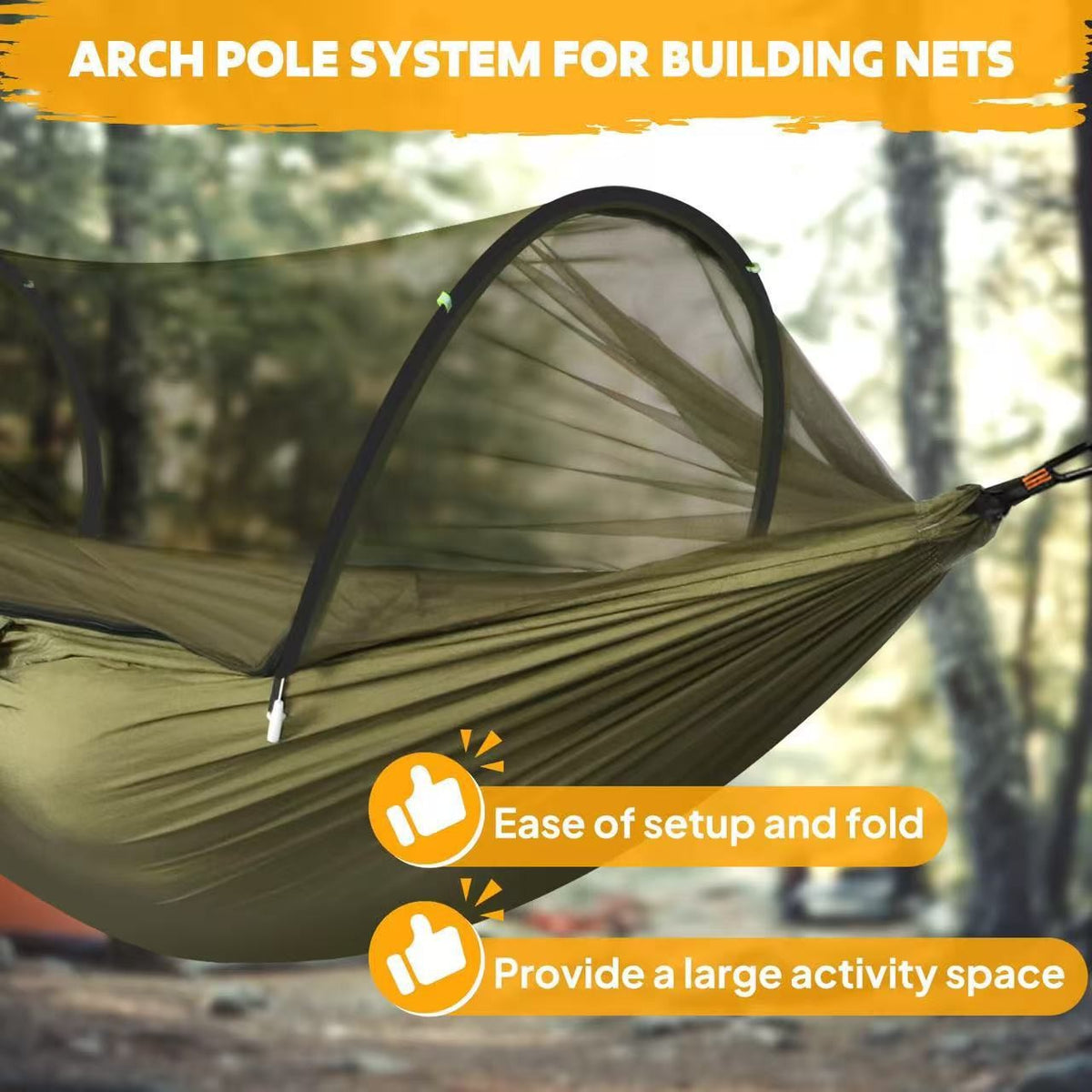 Portable Camping Hammock Tent with Mosquito Net and Sun Canopy for 1-2 Persons