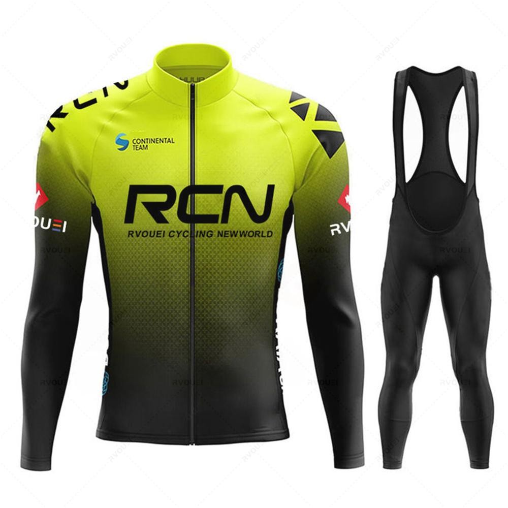 Unisex Cycling Jersey Set with Long Bib Pants for MTB Road Bike