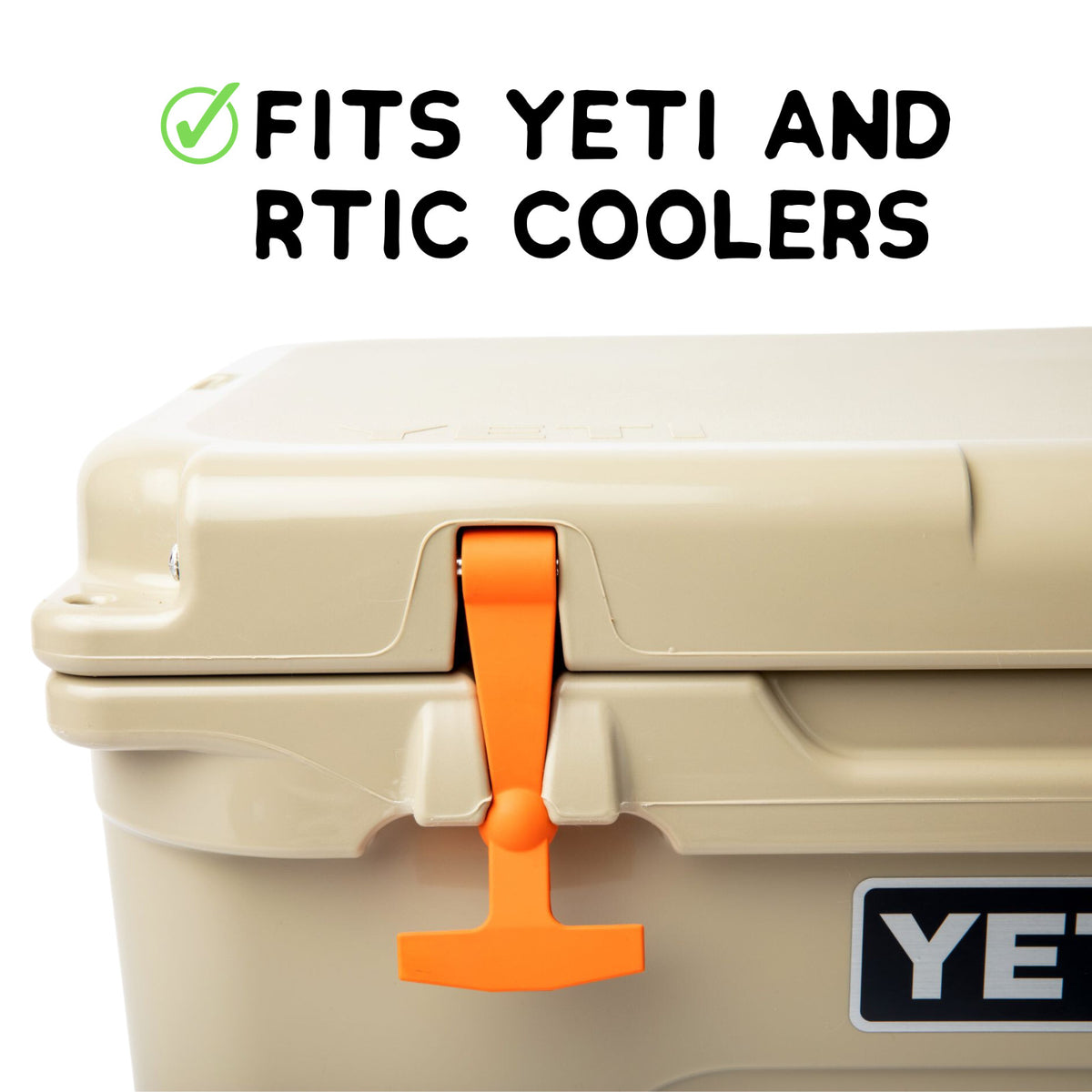 Rubber Latch Kit with Rope Handles for YETI & RTIC Coolers - Blaze Orange