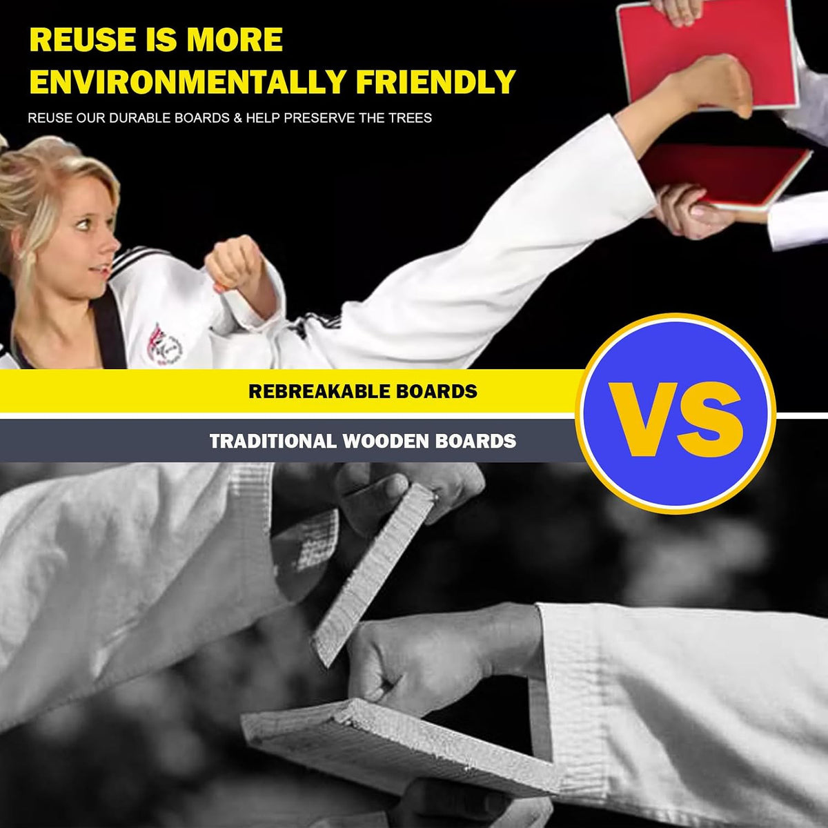 Rebreakable Martial Arts Breaking Boards Set for Karate, Taekwondo & Muay Thai