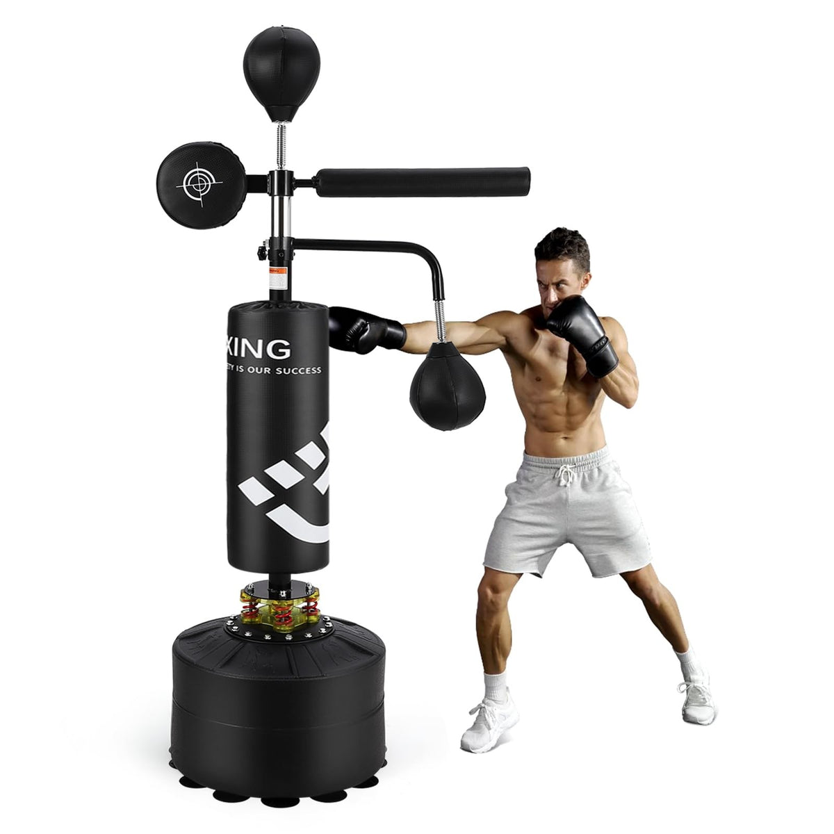 Heavy Punching Bag with Stand for Boxing and Martial Arts Training - Adjustable Height