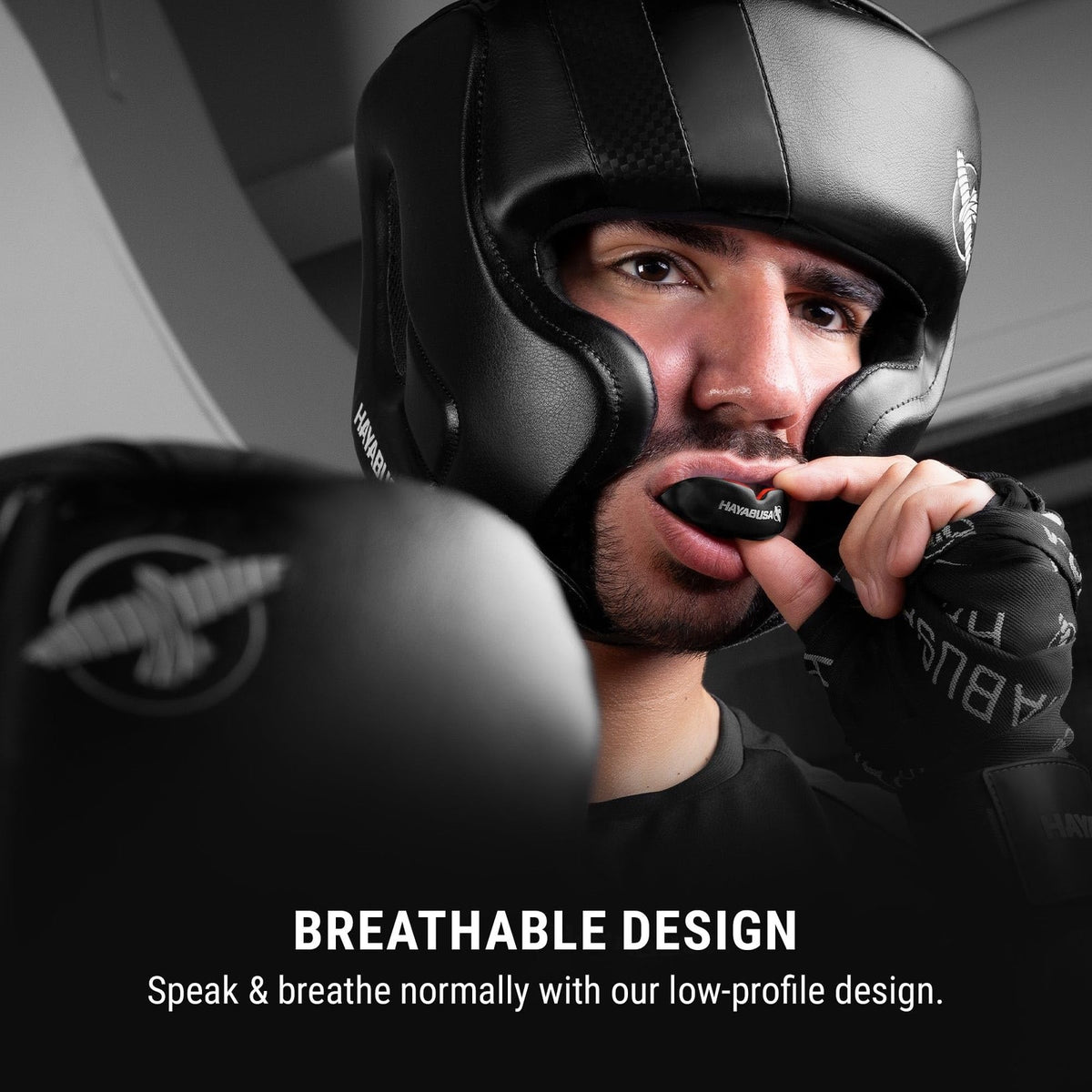 Youth and Adult Combat Sports Mouth Guard with Case - Black and Red