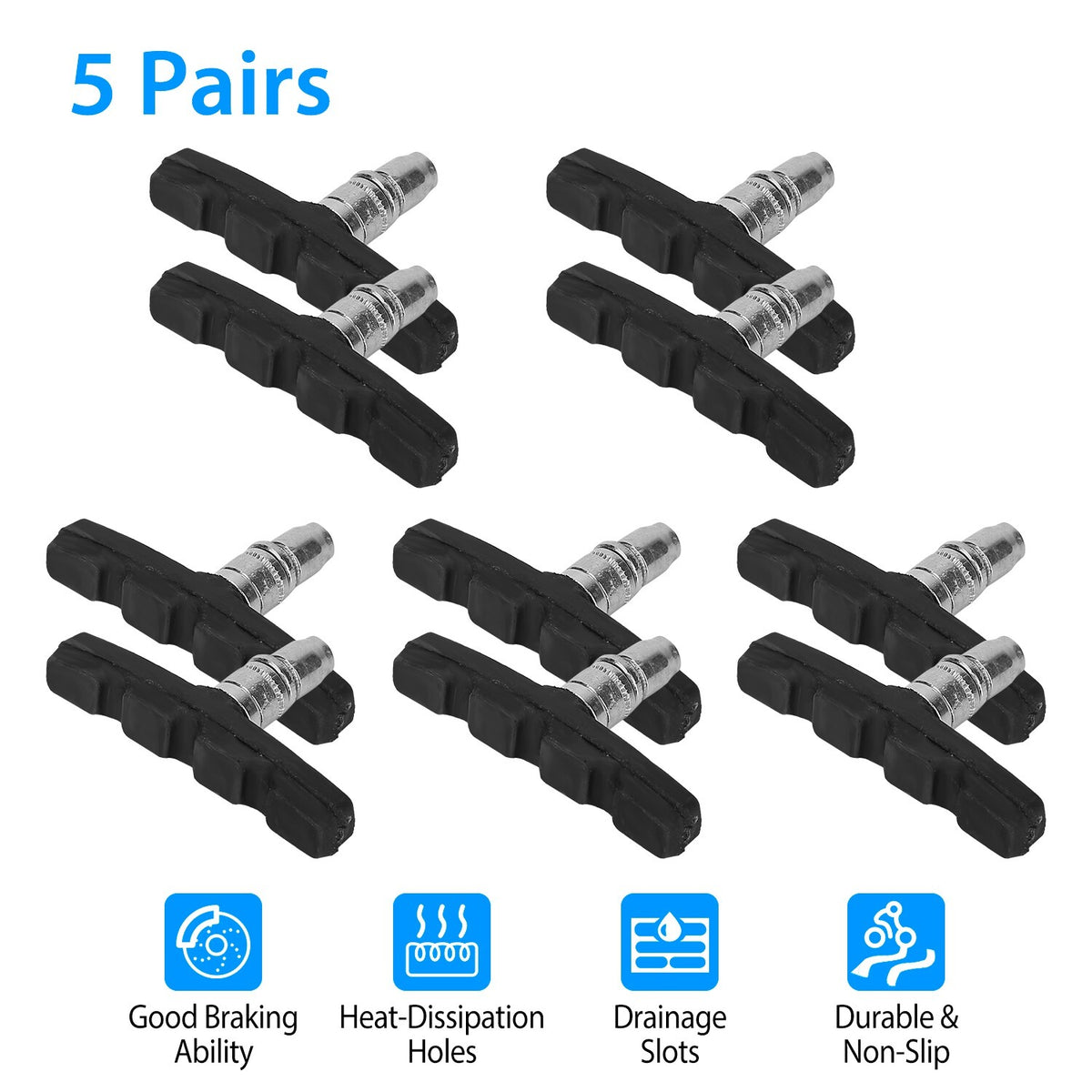 10Pcs Bicycle Brake Pads Set 70mm Non-Slip for Mountain & Road Bikes