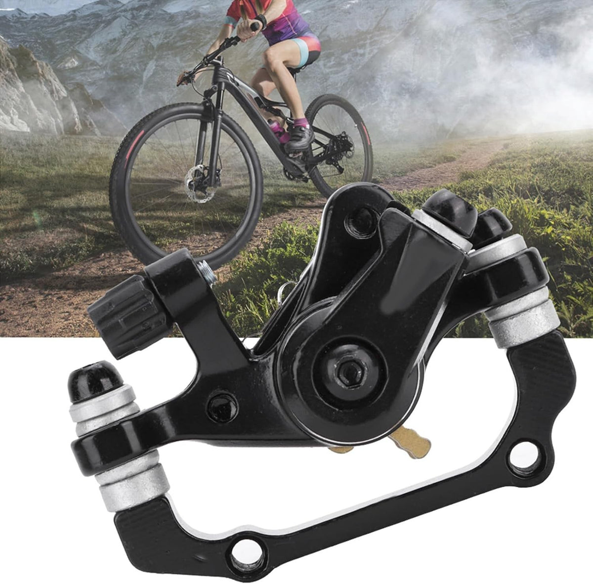 Aluminum Bicycle Rear Disc Brake Caliper for 160mm/180mm Rotors Black