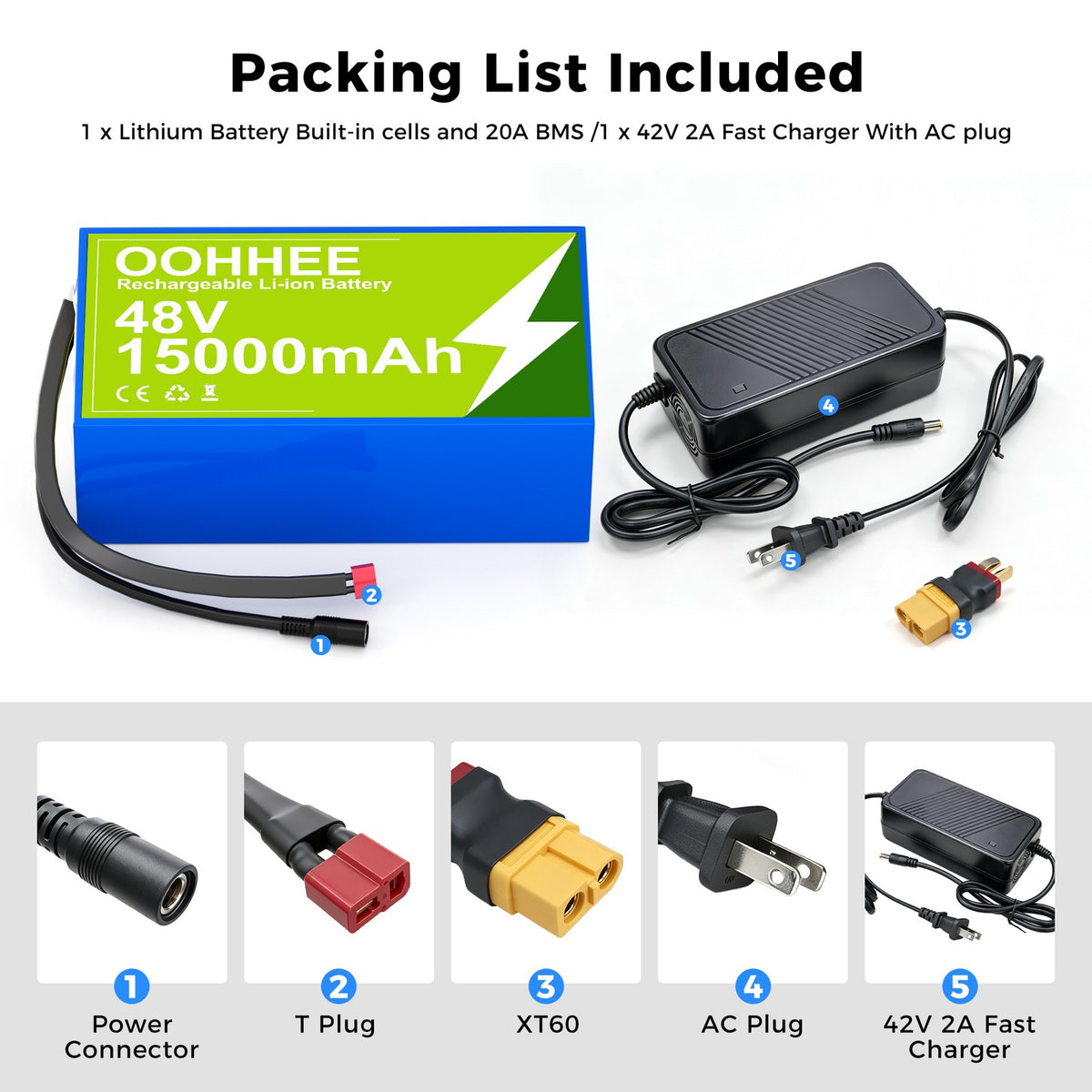 48V 15Ah Lithium Battery for Electric Bicycle Scooter 250W-1000W Power