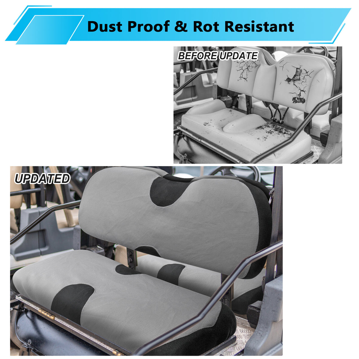 Golf Cart Seat Cover Set for EZGO Yamaha Club Car Front and Rear Protection