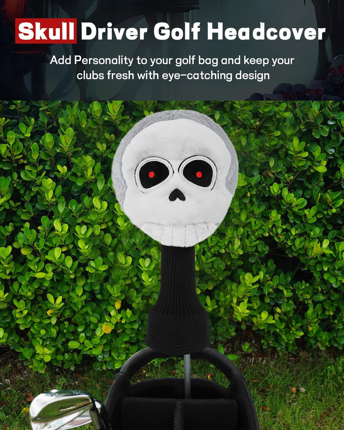 Funny Golf Driver Headcover Skull Style Fits 460cc Clubs - Protect & Personalize Your Golf Bag