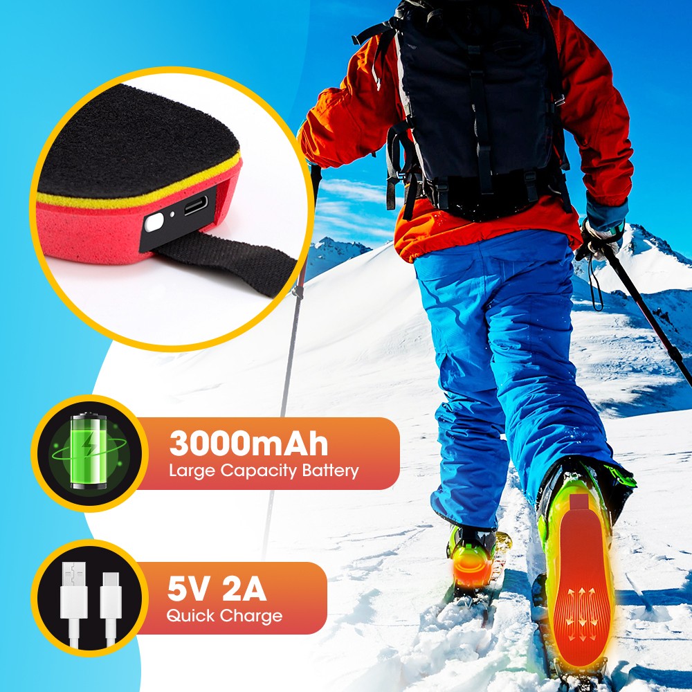 Rechargeable Heated Insoles with APP Control, 3 Heating Levels, 16H Warmth