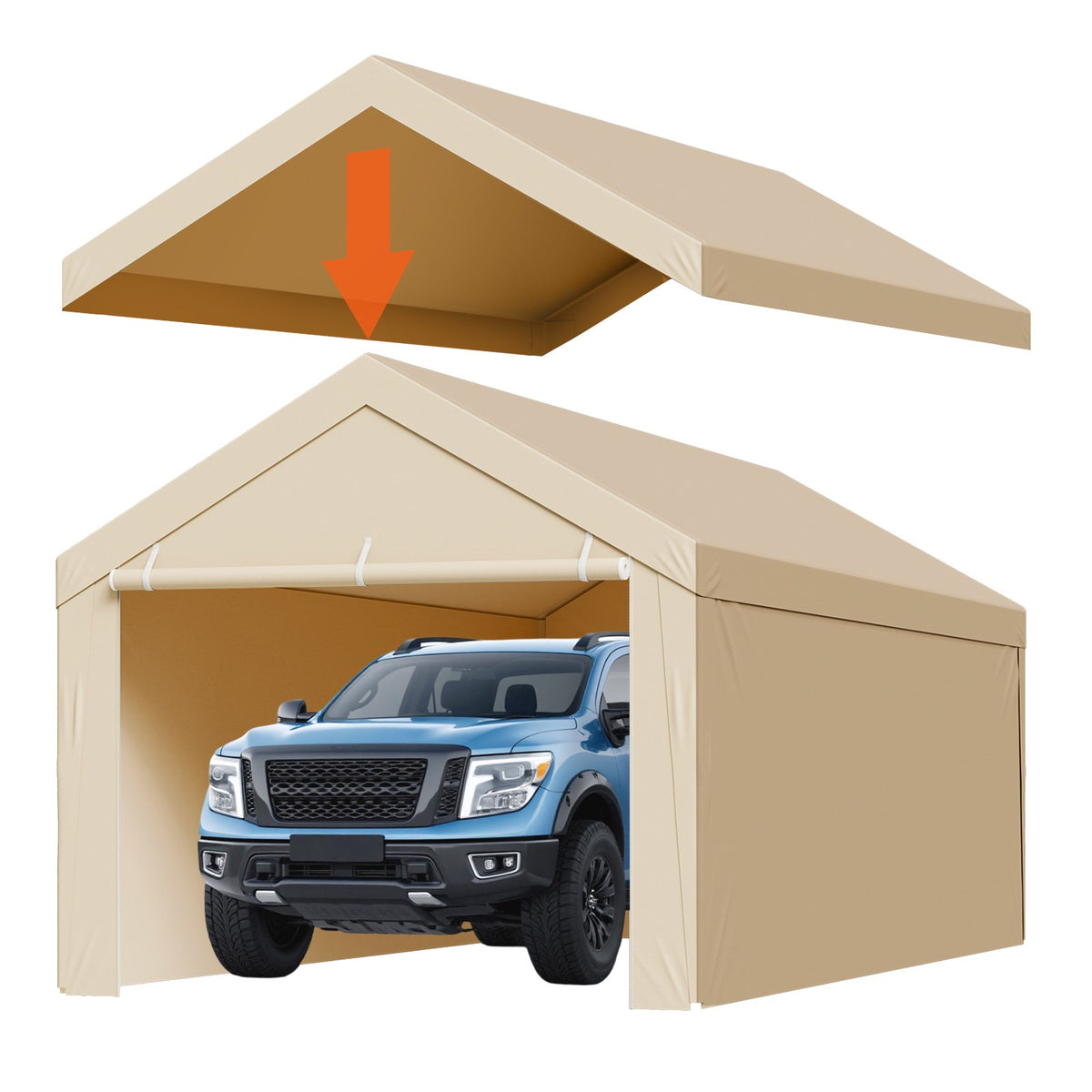 10x20 ft Carport Canopy Cover with Side Panels - Waterproof Outdoor Shelter