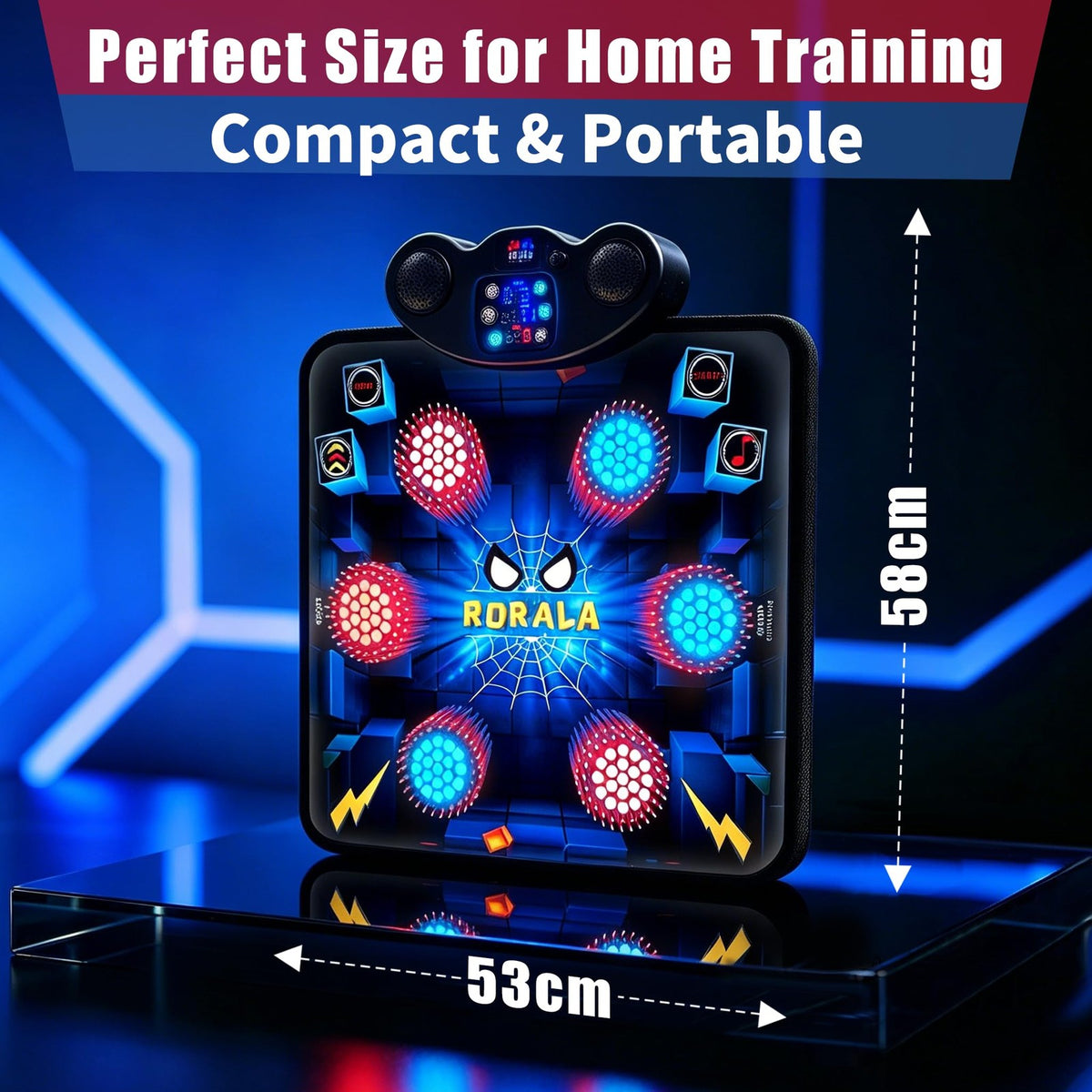 Smart Music Boxing Machine with Gloves, Wall Mounted, 10 Modes, Black