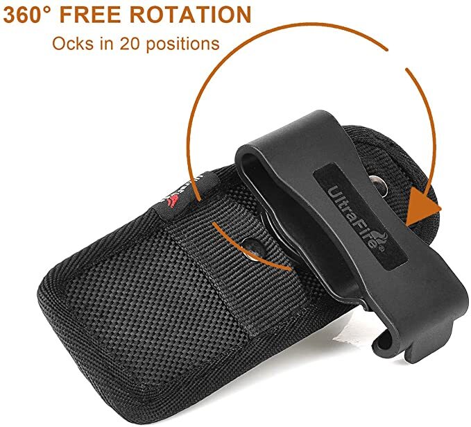 Tactical Flashlight Holster with 360° Rotatable Clip Belt Pouch for Outdoor Use