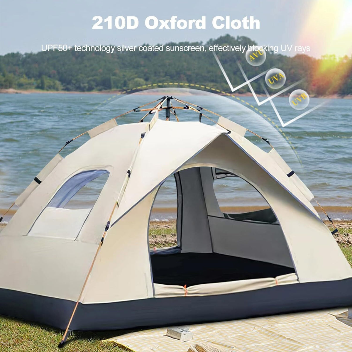 Automatic Pop Up Camping Tent Waterproof Instant Canopy for 3-4 People